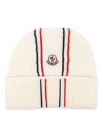 Moncler Tricolor virgin wool beanie - Blanc - thumbnail