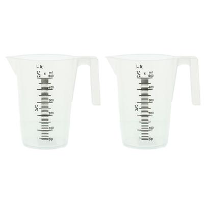 Maatbeker - 2x - 500 ml - kunststof - transparant - keukenaccessoires