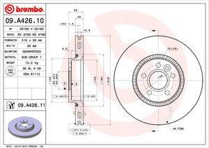 Remschijf BREMBO, Remschijftype: Binnen geventileerd, u.a. für Volvo, Ford, Land Rover