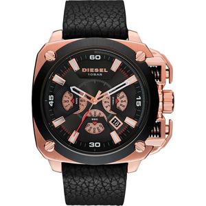 Diesel Heren BAMF chronograaf zwarte wijzerplaat zwart lederen horloge DZ7346