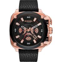 Diesel Heren BAMF chronograaf zwarte wijzerplaat zwart lederen horloge DZ7346