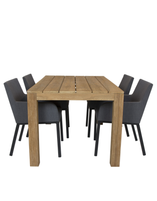 Alberto teak tuintafel 160 met Qopps Decan tuinstoel