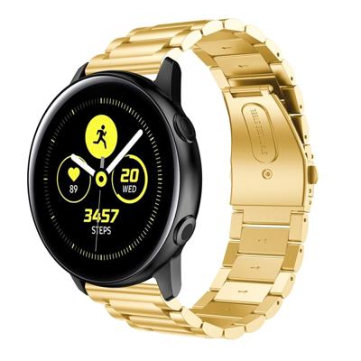 Drie kralen Slingshot gesp solide roestvrijstaal polsband horloge band voor Galaxy Watch actieve 20mm (goud)