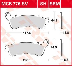 TRW Remblokken, en remschoenen voor de moto, MCB776 Allround organisch