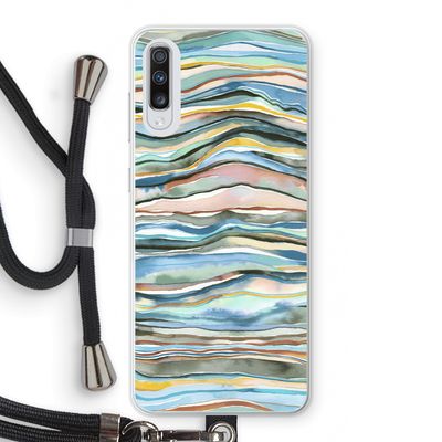 Watercolor Agate: Samsung Galaxy A70 Transparant Hoesje met koord