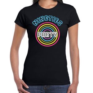 Nineties party verkleed t-shirt dames - jaren 90 feest outfit - 90s party neon - zwart