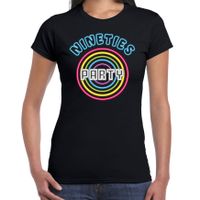 Nineties party verkleed t-shirt dames - jaren 90 feest outfit - 90s party neon - zwart - thumbnail