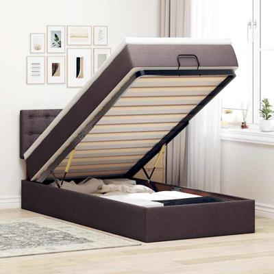 Ottoman bed met matras 90x190cm stof donkerbruin