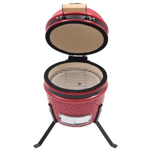 The Living Store Kamado Grill - Mini Keramische Barbecue 26.5 cm - Geglazuurd keramiek - Ingebouwde thermometer - Rood