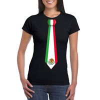 Zwart t-shirt met Mexico vlag stropdas dames