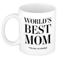 Worlds best MOM - cadeau koffiemok - beker - 300 ml - wit - Moederdag - verjaardag