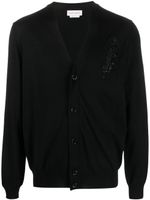 Alexander McQueen cardigan à col v en line à détail plume - Noir