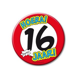 XXL verjaardags button 16 jaar