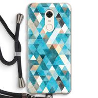 Gekleurde driehoekjes blauw: Xiaomi Redmi 5 Transparant Hoesje met koord