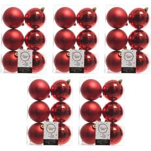 Decoris Kerstballen - 30x st - rood - D8 cm - kunststof - kerstversiering