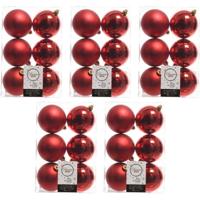 Decoris Kerstballen - 30x st - rood - D8 cm - kunststof - kerstversiering