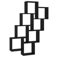 The Living Store Kubus Wandschap - 90x15x119 cm - zwart spaanplaat
