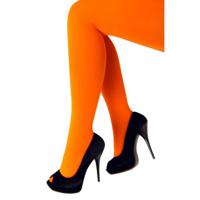 Carnaval verkleed panty 60 denier - oranje - dames - microfiber - party kleding - one size M/L - thumbnail