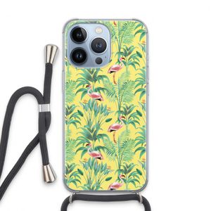 Flamingo party: iPhone 13 Pro Transparant Hoesje met koord