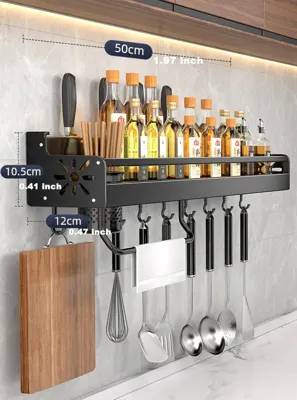 Metalen Keukenwandplank - Zelfklevend & Schroefbaar | Antislip Golfpatroon | Inclusief Montageaccessoires
