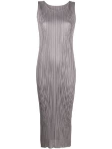 Pleats Please Issey Miyake robe mi-longue Monthly Colors à design plissé - Gris