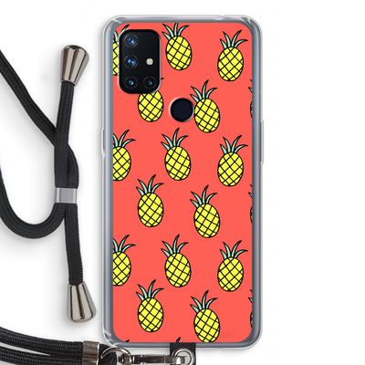Ananas: OnePlus Nord N10 5G Transparant Hoesje met koord