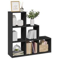 Kamerscherm / boekenkast 3-laags 99x29x99 cm bewerkt hout zwart