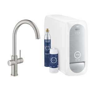 Bruisendwater Keukenkraan Grohe Blue Home Duo Starterkit Chilled en Sparkling Water C Uitloop RVS Look