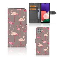 Samsung Galaxy A22 5G | Telefoonhoesje | Met pasjeshouder | Flamingo