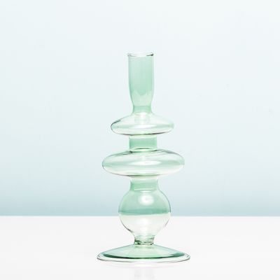 Glaskunst Ringen Kandelaar - Medium/groen