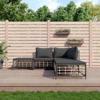 5-delige Loungeset met kussens poly rattan antracietkleurig