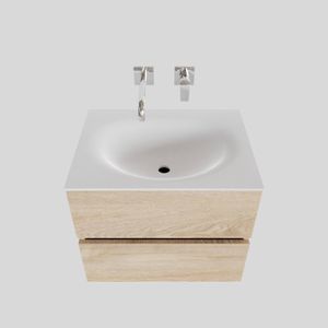 Badkamermeubel Solid Surface BWS Stockholm 60x46 cm Wood Washed Oak (0 kraangaten)