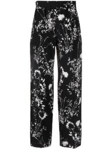 Victoria Beckham pantalon en soie à fleurs - Noir