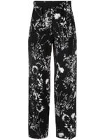 Victoria Beckham pantalon en soie à fleurs - Noir - thumbnail