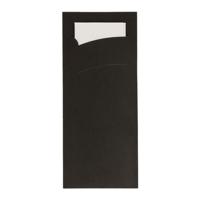 Bestekzakje - Pochette Zwart - Wit Servet - 600 stuks