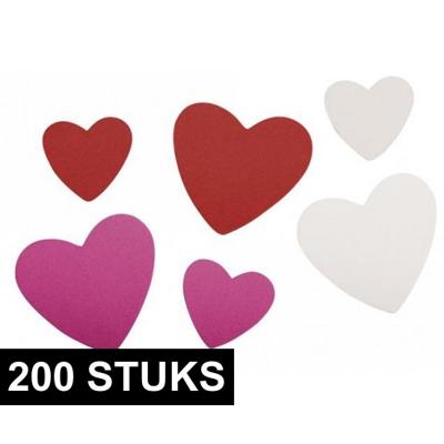 Plak hartjes mix kleuren - 200x stuks Crepla foam hartjes - zelfklevend - knutselen