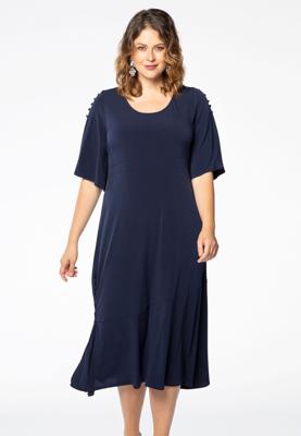 Yoek Dress asymmetric frill | Blauw | Maat 58/60