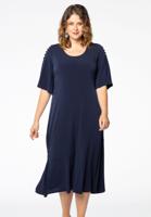 Yoek Dress asymmetric frill | Blauw | Maat 58/60