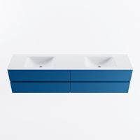 MONDIAZ VICA 200cm badmeubel onderkast Jeans 4 lades. Wastafel CLOUD dubbel 2 kraangaten, kleur Talc.