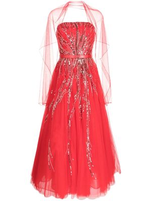 Saiid Kobeisy robe-bustier à ornements de perles - Rouge