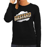 Bastard fun tekst sweater voor dames zwart in 3D effect - thumbnail