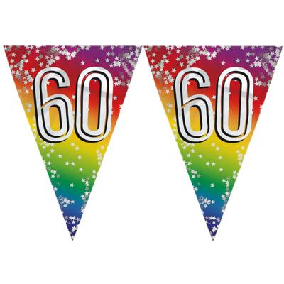 Boland vlaggenlijn 60 jaar - 2x - versiering - vlaggetjes slinger - 6 meter - Glitter folie Boland vlaggenlijn 60 jaar - 2x - versiering - vlaggetjes slinger - 6 meter - Glitter folie