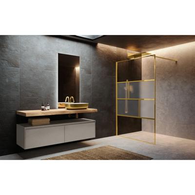 Novellini H art Inloopdouche - 140x200cm - Ribbelglas linea 1 - Brushed gold (goud) harthc140-92p
