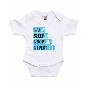 Baby rompertje - eat sleep poop repeat - blauw - kraam cadeau