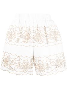 RED Valentino short brodé à taille haute - Blanc