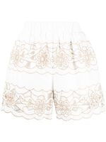 RED Valentino short brodé à taille haute - Blanc