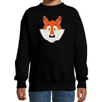 Cartoon vos trui zwart voor jongens en meisjes - Cartoon dieren sweater kinderen - thumbnail