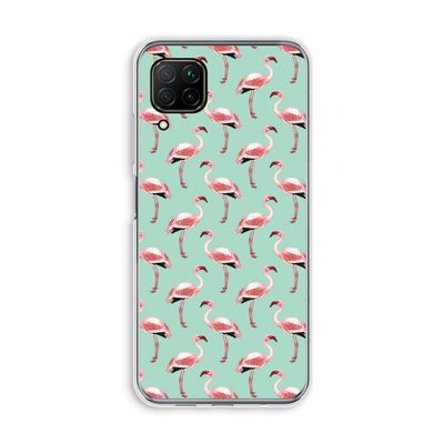 Flamingoprint groen: Huawei P40 Lite Transparant Hoesje