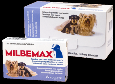 Milbemax Tabletten Puppy"Kleine Hond 4 Tabletten 5 kilo