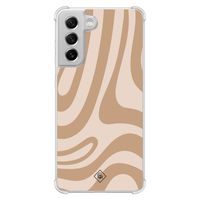 Samsung Galaxy S21 FE shockproof hoesje - Abstract swirl beige